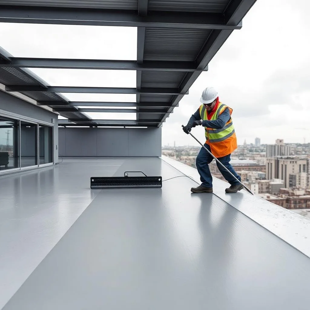 Application d'une membrane d'étanchéité liquide sur une toiture-terrasse