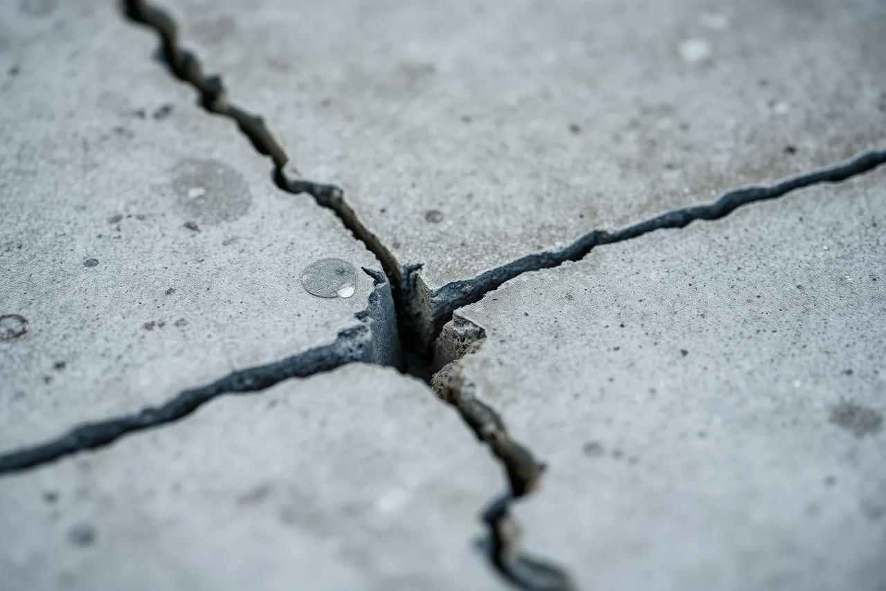 Fissure de dalle béton traitée avant application du système résine