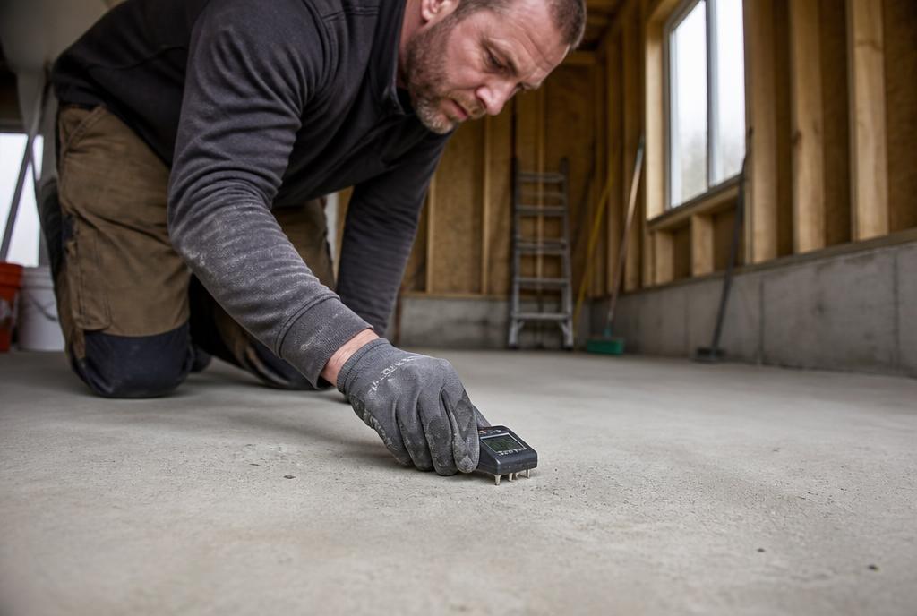 Contrôle de l'humidité d'une dalle béton avant application de résine à Créteil