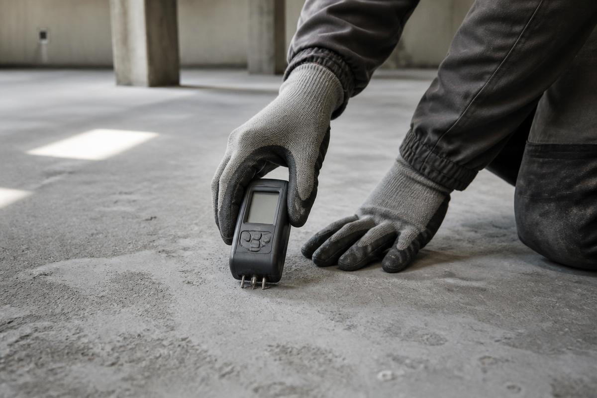 Contrôle de l'humidité d'une dalle béton avant application de résine à Maisons-Alfort